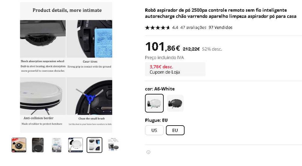 Robô de limpeza inteligente preço imbatível