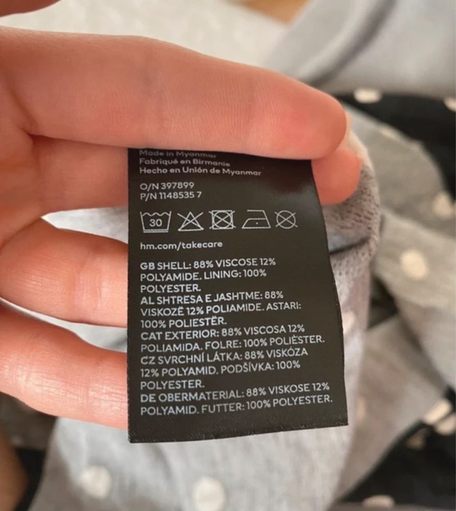 Czarna sukienka w białe groszki 34 H&M na komunię zakończenie roku