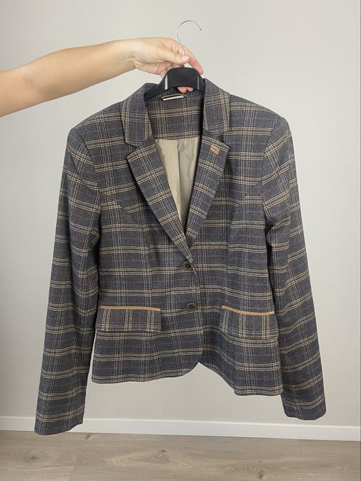 Marynarka damska brązowa L 40 w kratkę