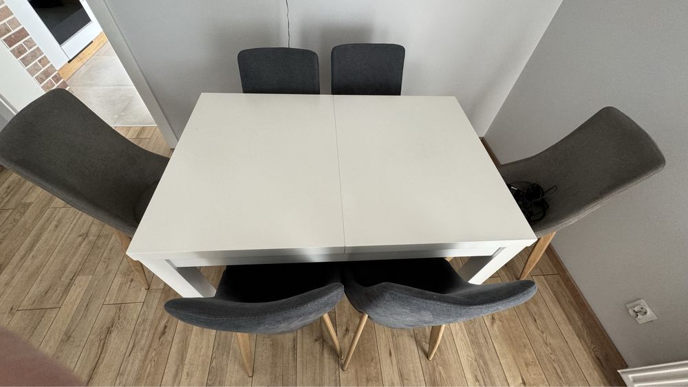 Stół bukowy biały rozkładany 80x120-220cm
