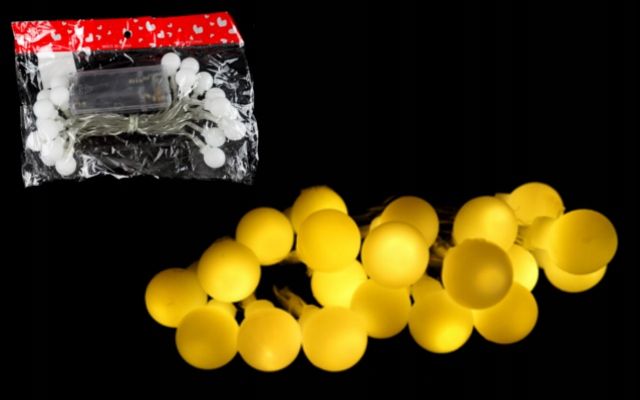 Lampki Choinkowe Kulki 20 Led 2 M Na Baterie - Ciepły Biały