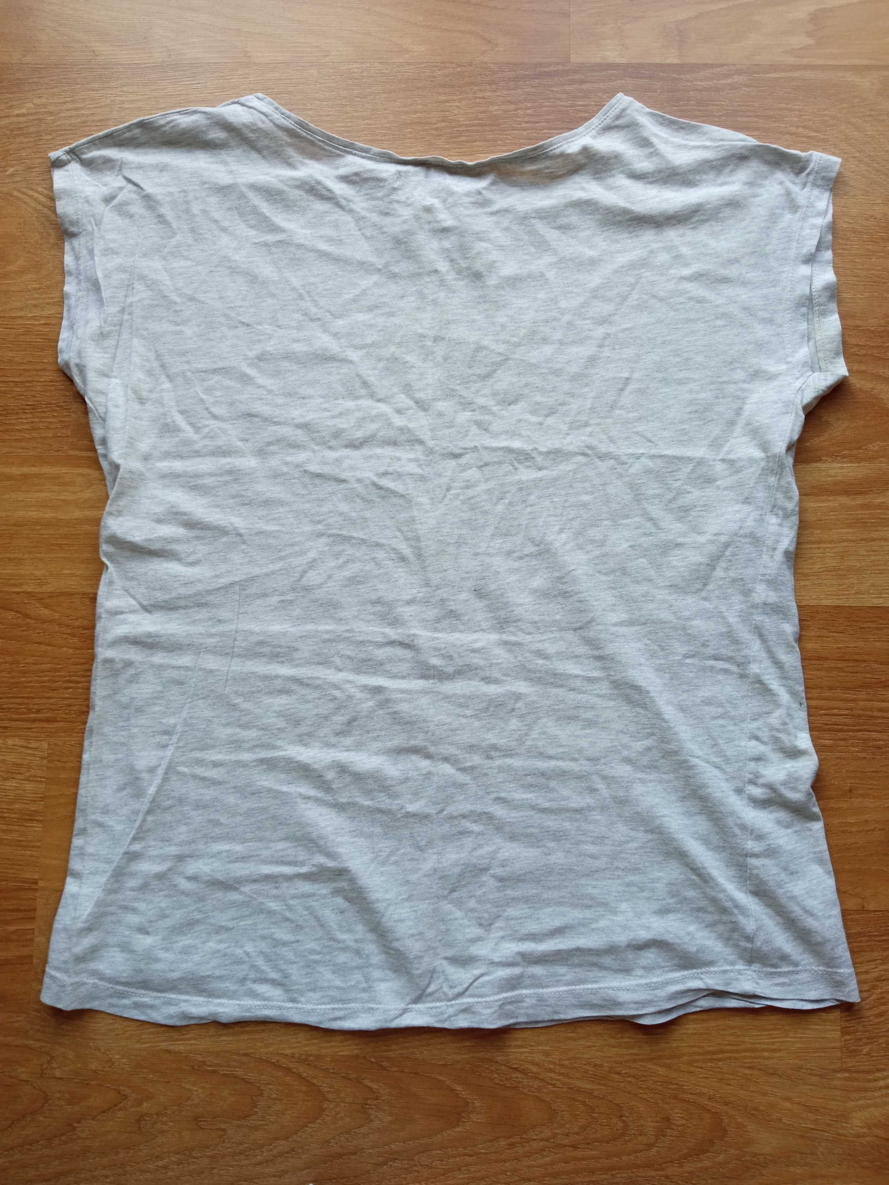 Damska bluzka T-shirt tshirt szara koszulka z cekinami Reserved 38 M