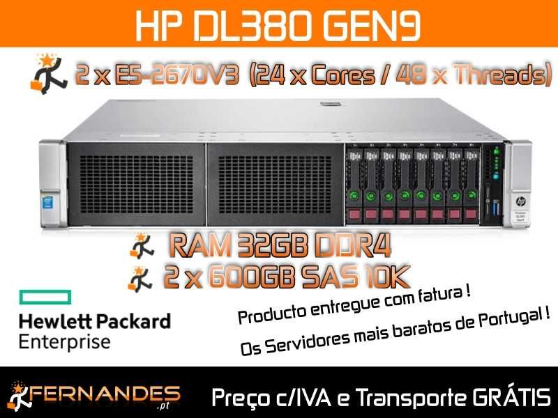 HP DL380 G9 GEN9 | 48 x vCPU + 32GB DDR4 + 2 x 600GB