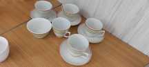 Porcelana Chodzież PRL – filiżanki + spodki + cukiernica
