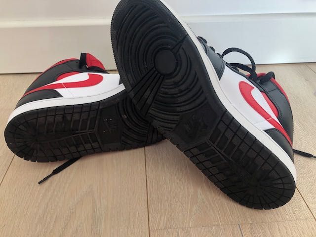 Oryginalne męskie Nike Air Jordan 1 Mid Bred Toe r.40,5 stan idealny