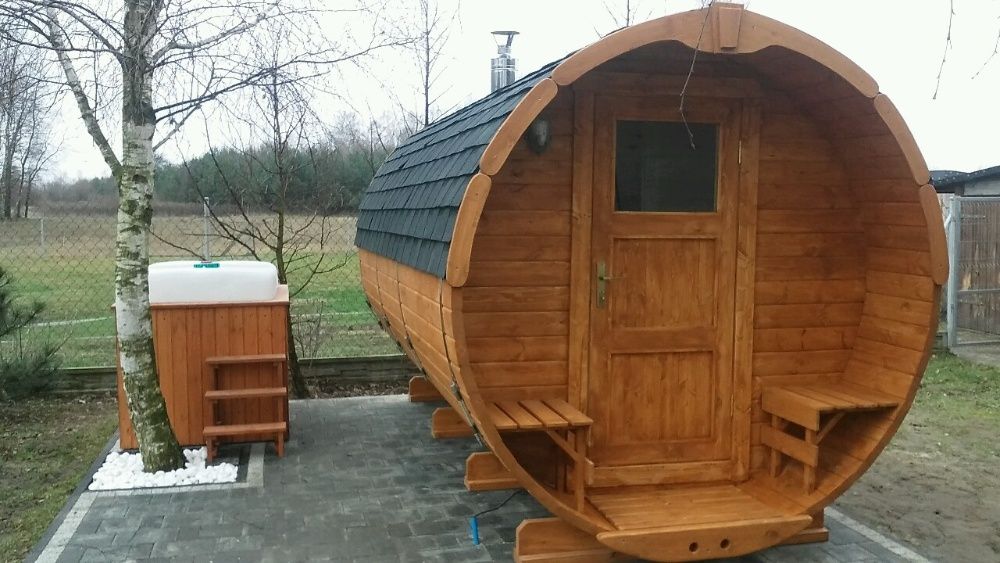 Sauna Ogrodowa Beczka 400cm Harvia Sauna Fińska Sucha Do Ogrodu