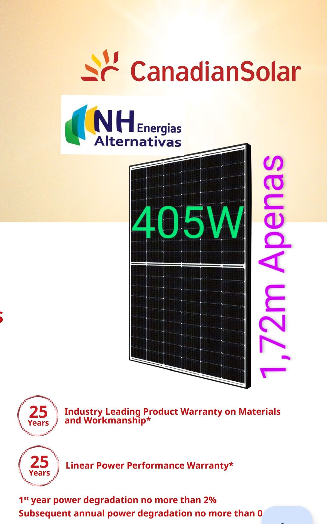 Canadian Solar 405W Painel Fotovoltaico Monocristalino half cell mono