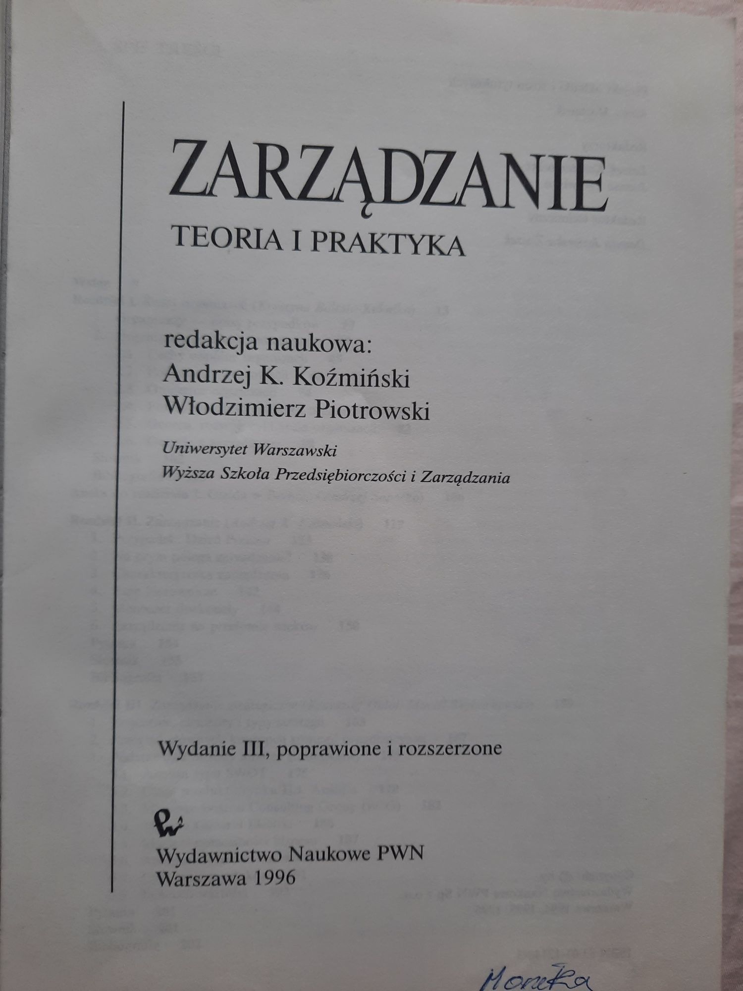 Podręcznik "Zarządzanie teoria i praktyka" PWN A. Koźmiński
