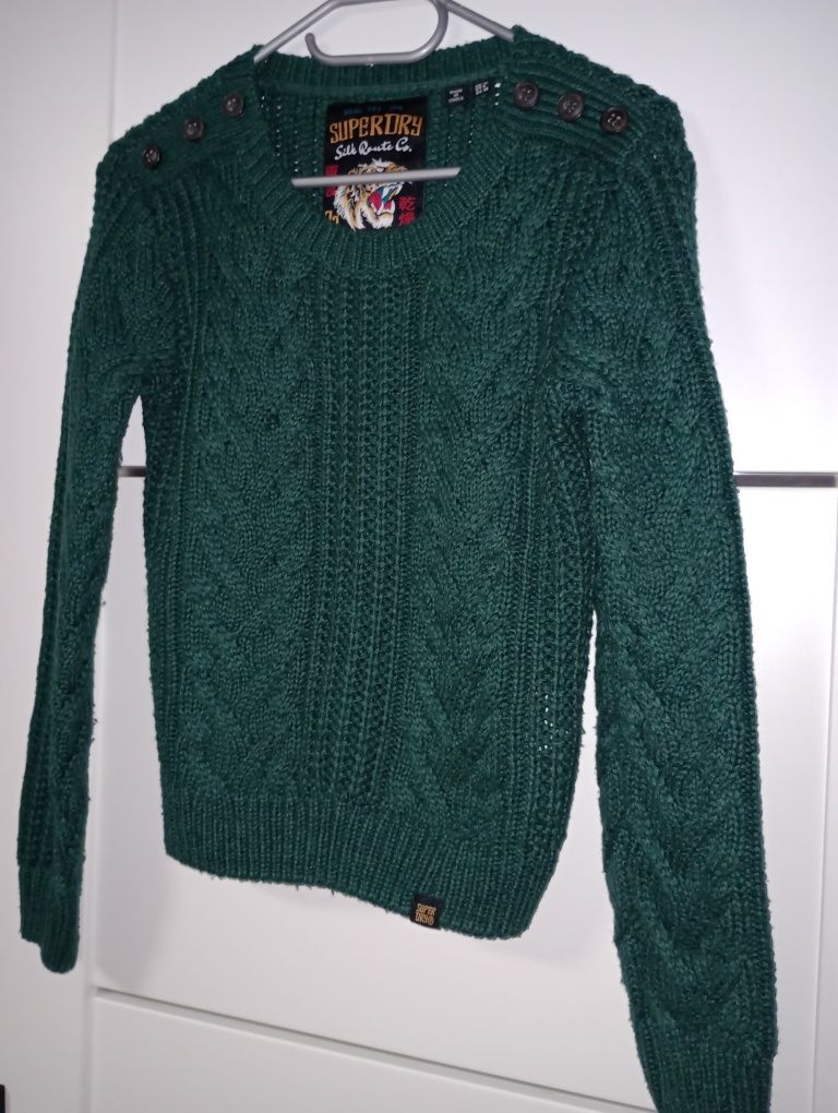 Sweter sweterek SuperDry butelkowa zieleń rozmiar 38