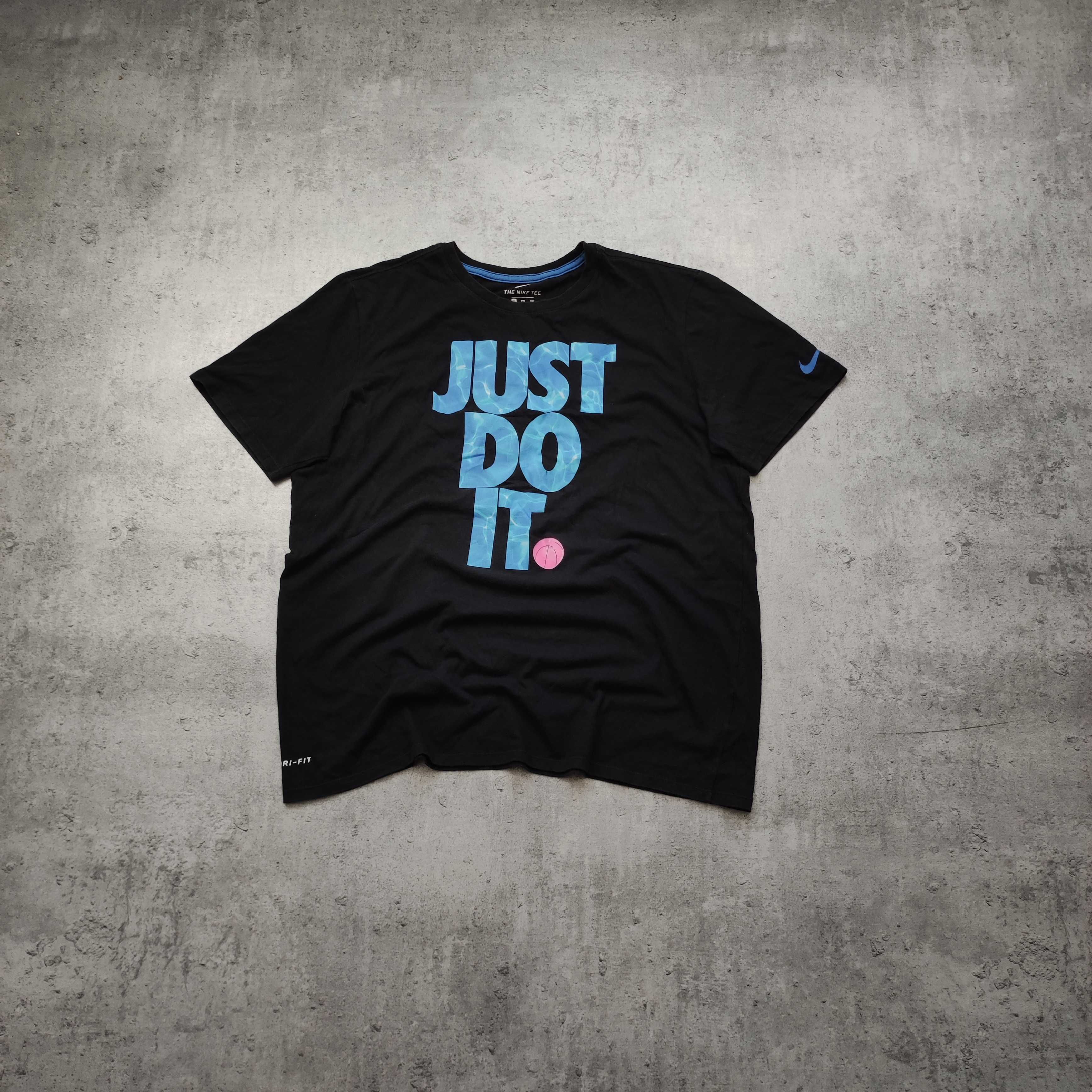 MĘSKA Koszulka Bawełna Czarna Duże Logo Nike JUST Do It Sport Casual