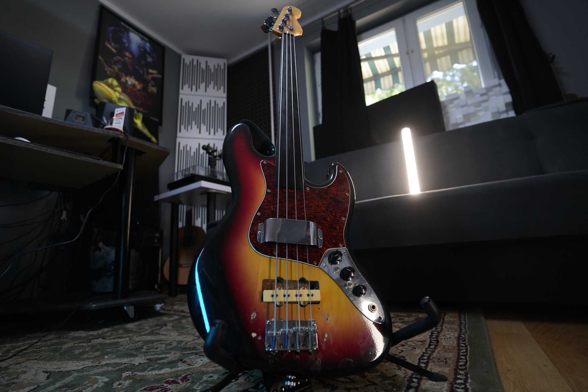 Bezprogowa Gitara basowa fretless Jazz Bass DIY Japan – heban Schaller