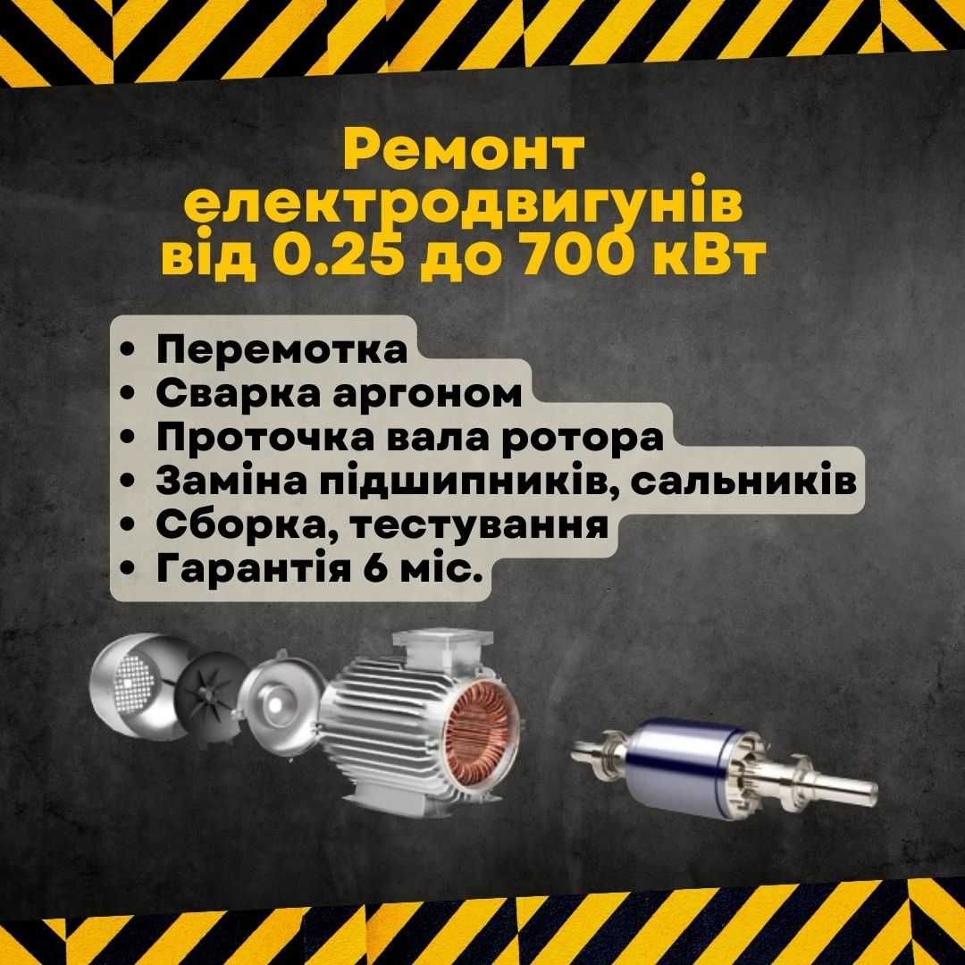 Ремонт, перемотка, відновлення, обслуговування електродвигунів з ПДВ