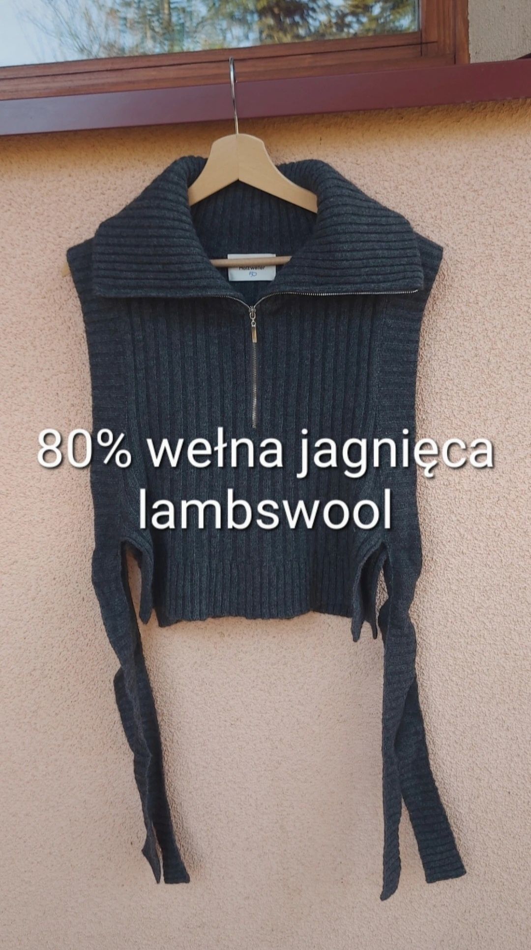kamizelka wełniana prążkowana holzweiler 80% wełna jagnięca lambswool