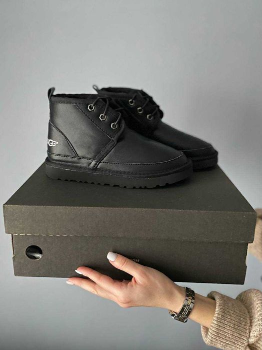 Уггі 36-45 UGG Neumel Leather Black White premium угги шкіряні