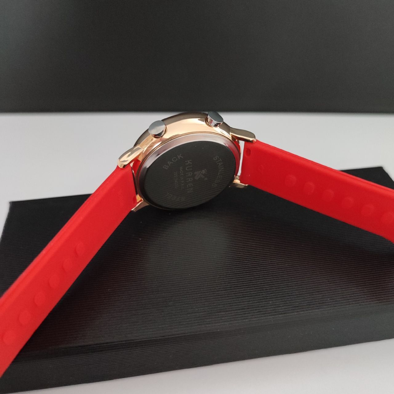 Zegarek damski czerwony złoty LED datownik silikonowy na Prezent