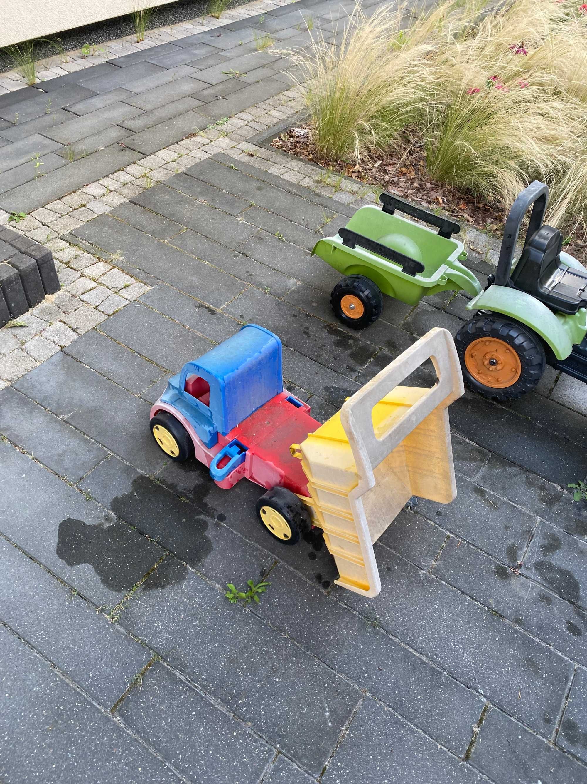 Falk Claas traktor na pedały z łyżką i przyczepką