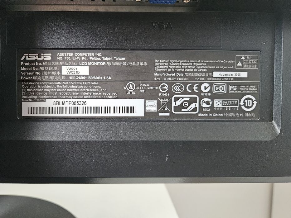 Monitor Asus VW221D 22"