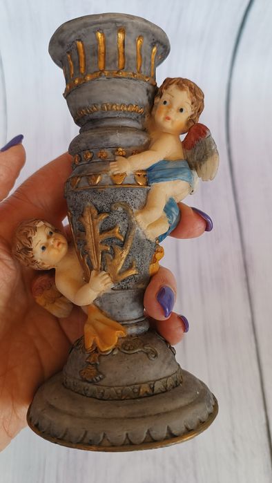 Castiçal anjos em marfinite