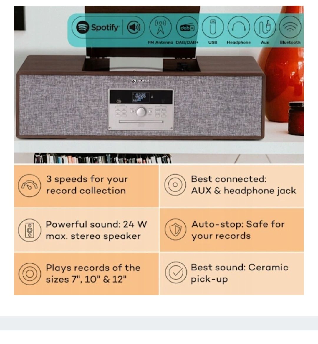 Radio sieciowe DAB+, FM Auna gramofon CD