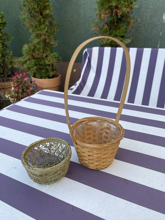 Koszyk wiklinowy na kwiaty mały zestaw 2 szt