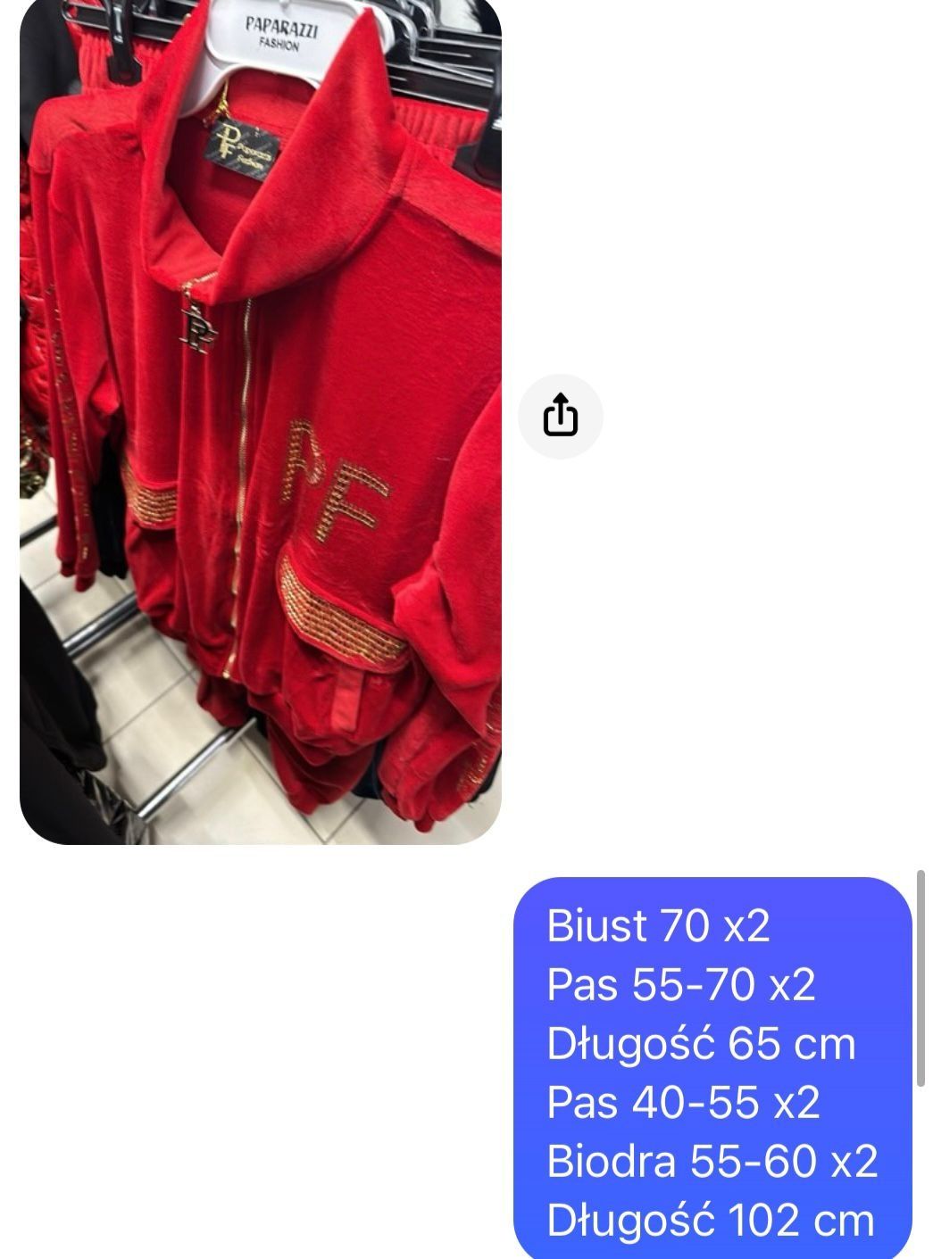 Elegancki komplet dres welurowy dwa kolory logo paparazzi