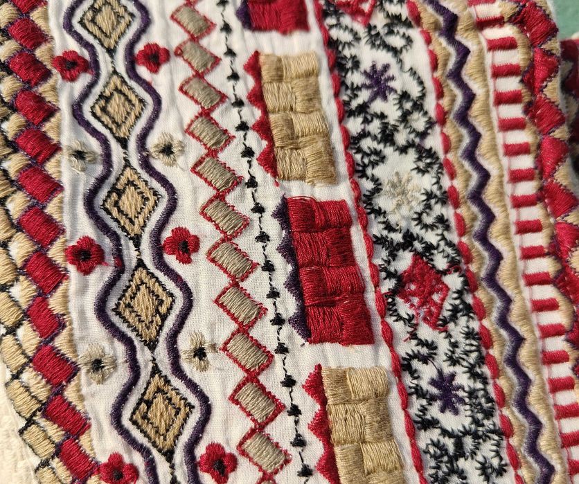 Kurtka marynarka narzutka Mango XL boho bohemian etno beż haft folk
