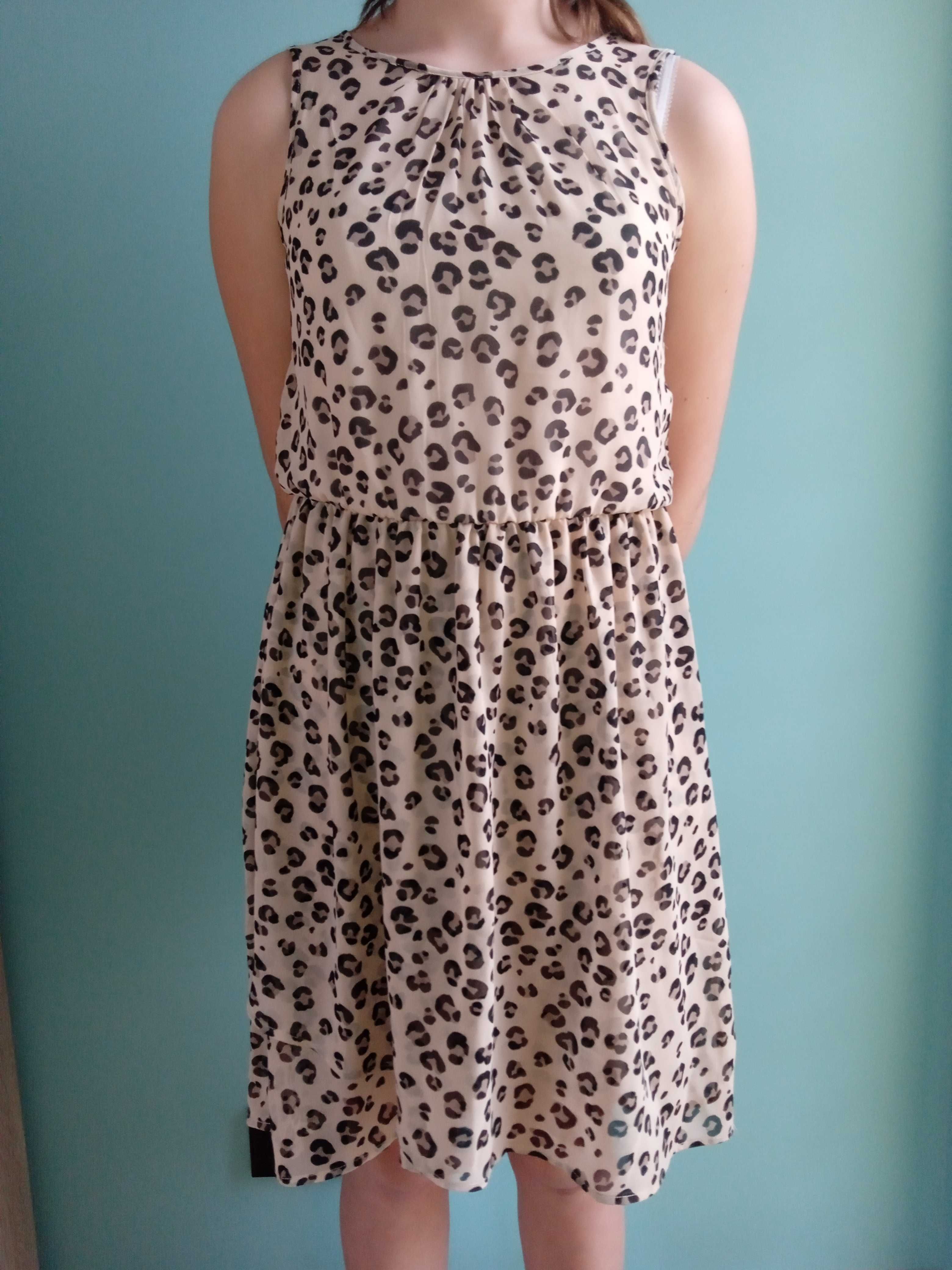 Sukienka letnia panterka H&M 13-14 lat 164 cm lekka zwiewna