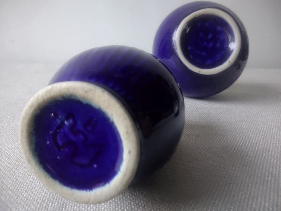 Ceramika Bolesławiec Wolanin cukiernica wazonik kobalt kolekcja PRL