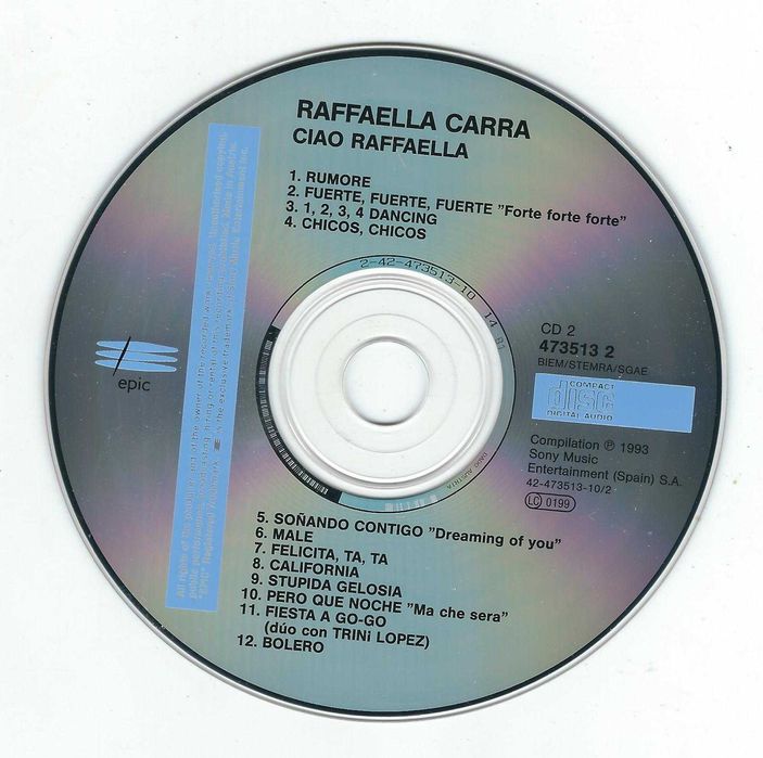 2 CD Raffaella Carra - Ciao Raffaella (1993) (Epic) Fat Box Case