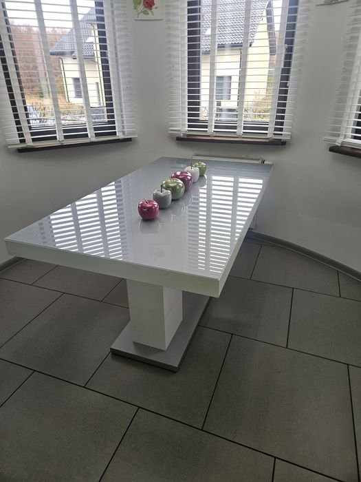 stół rozkładany biały połysk 160x90