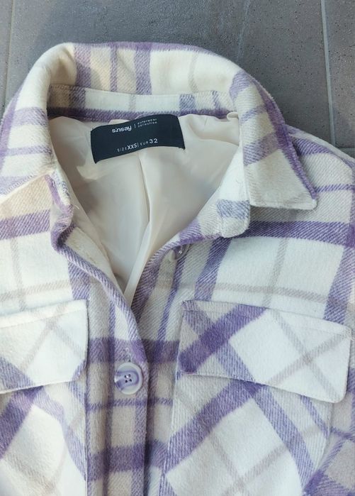 Kurtka koszulowa ciepła krata guziki S 36