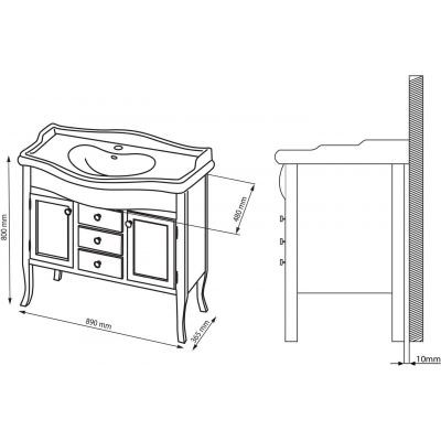Sapho Retro szafka 89 cm podumywalkowa stojąca drewno świerkowe białe