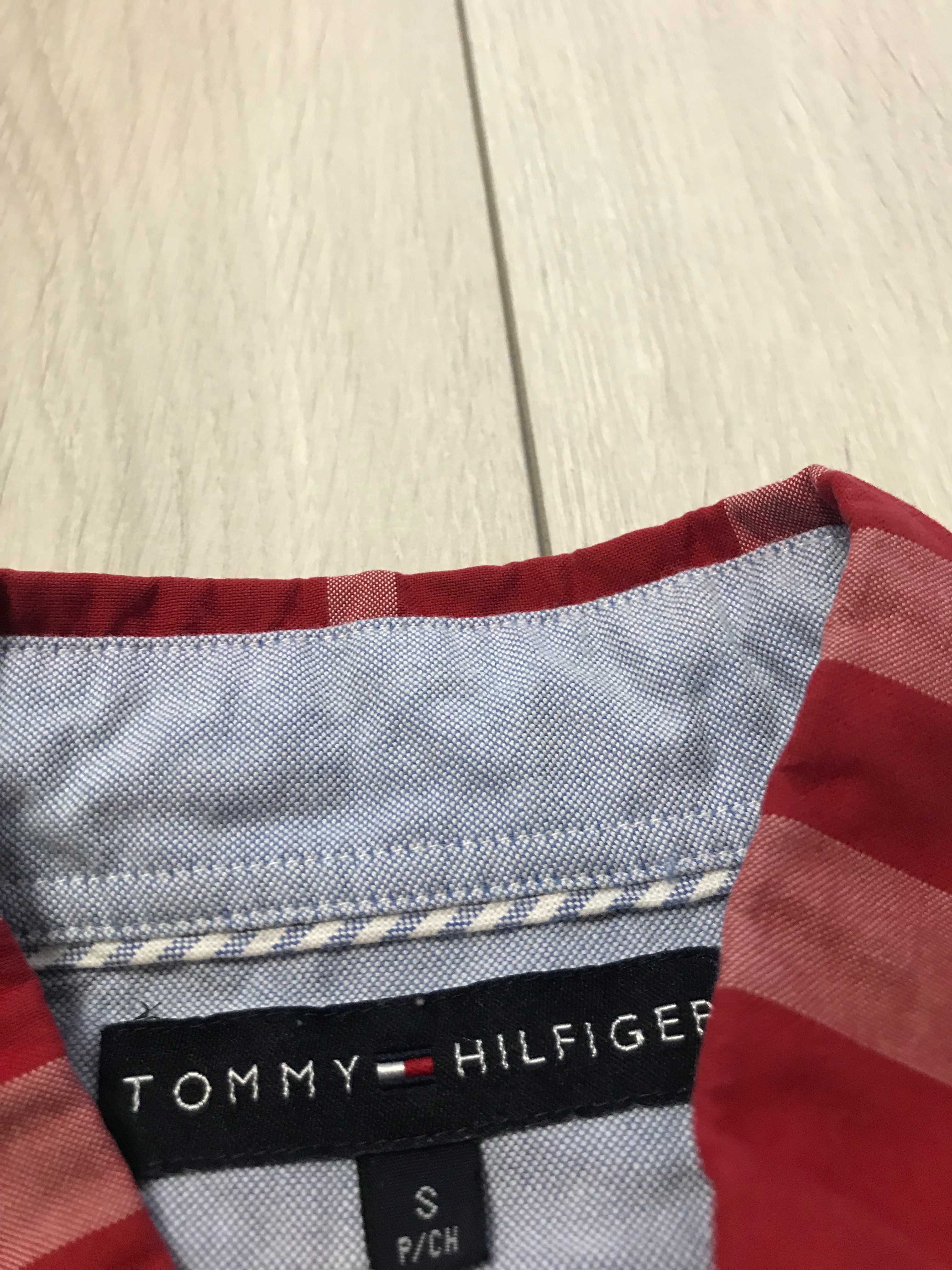 TOMMY HILFIGER r.S/M oryginalna koszula męska w kratę stan BDB