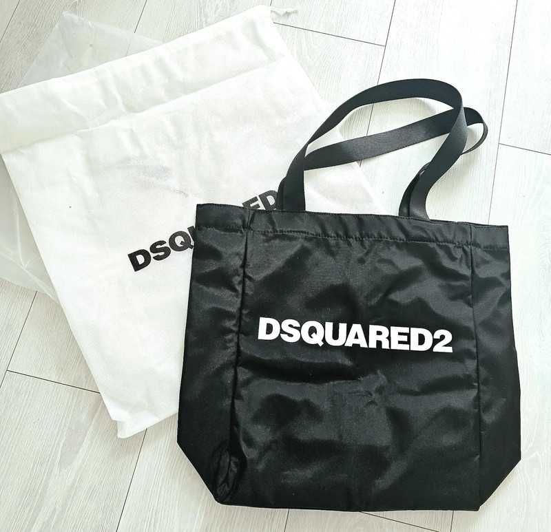 Czarna Torba torebka typu 'shopper' Dsquared2 logo-print BAG na zakupy
