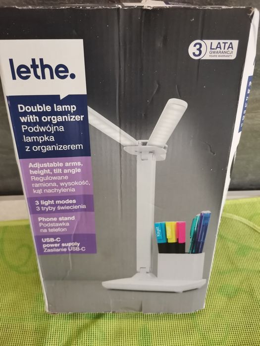 Nowa podwójna Lampka LED biurowa z organizerem 39zl