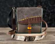 torebka zamszowy patchwork handmade leathercraft