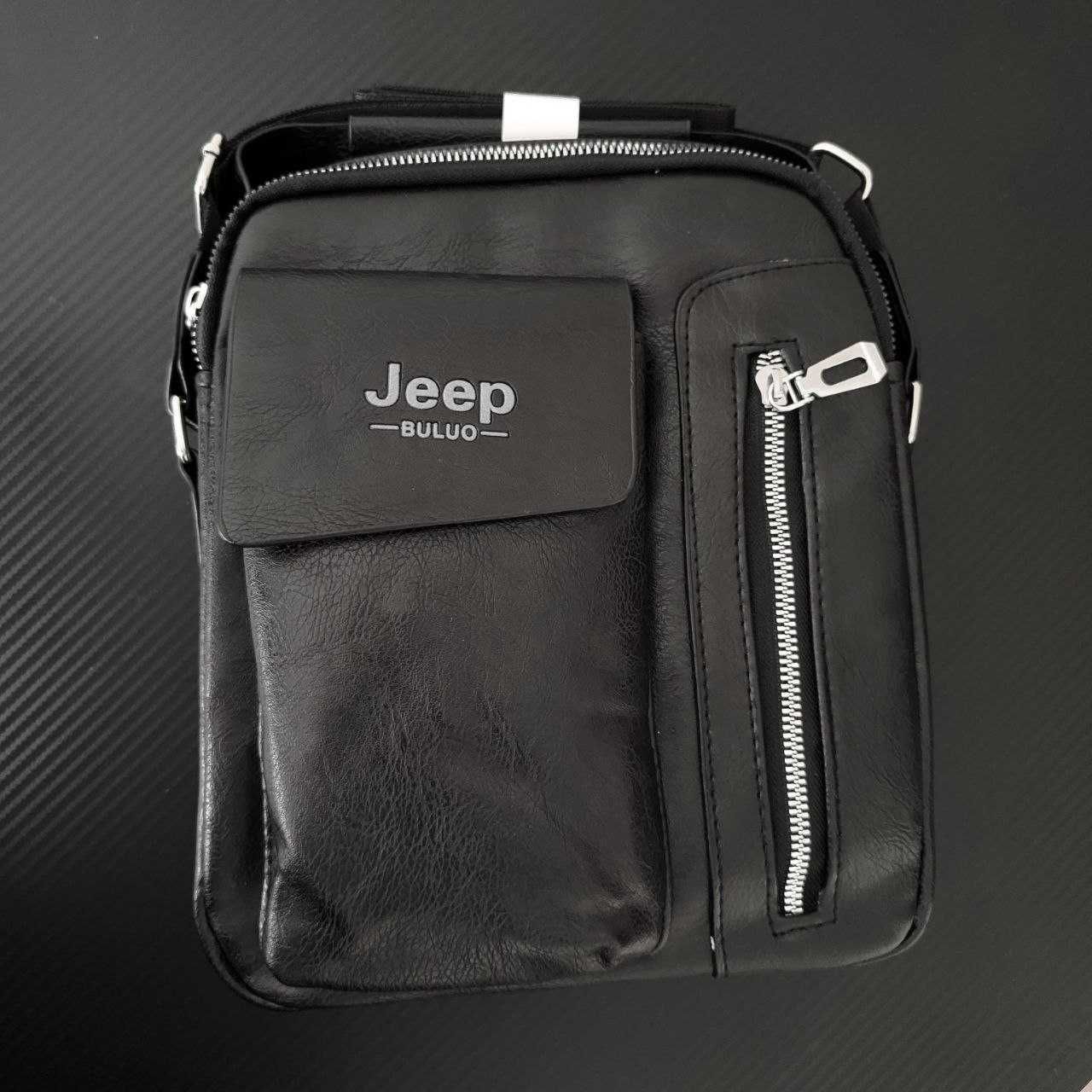 Мужская сумка планшетка на плечо для мужчины сумка Jeep коричневая