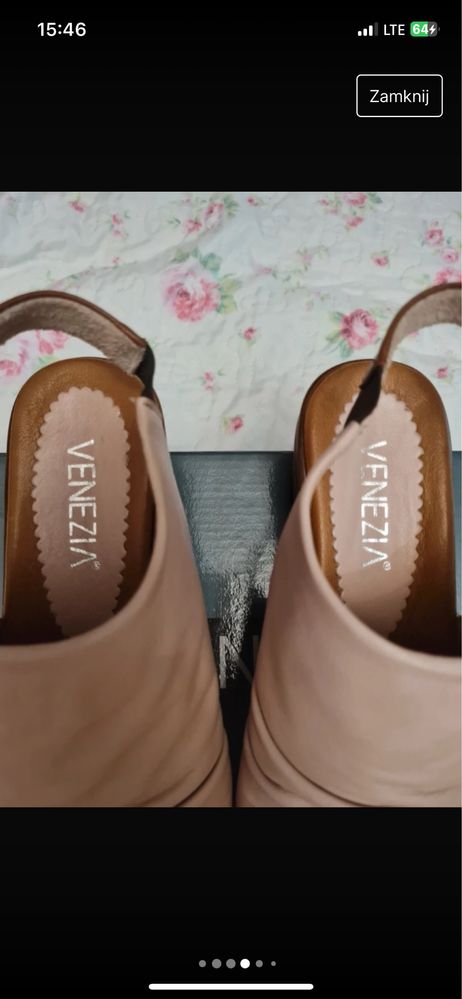 Venezia skórzane sandały na platformie koturny