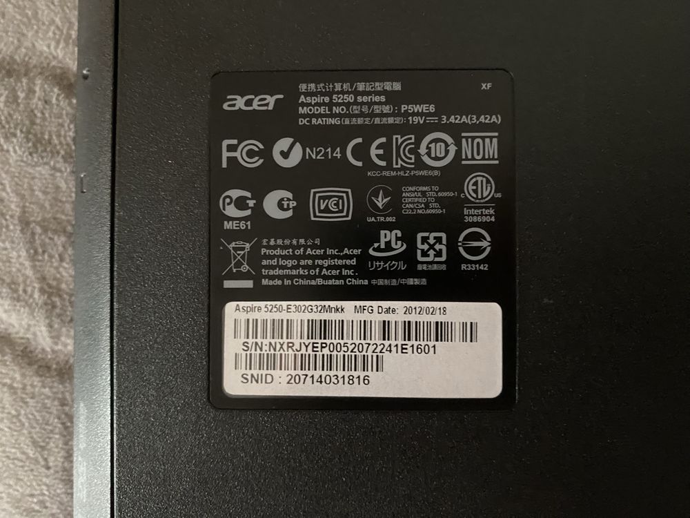 Laptop Acer Aspire 5250