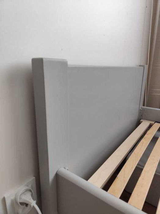 łóżko jednoosobowe, drewniane, szare, 80x200