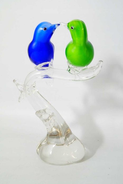 Ptaszki na gałęzi szklana figura murano style