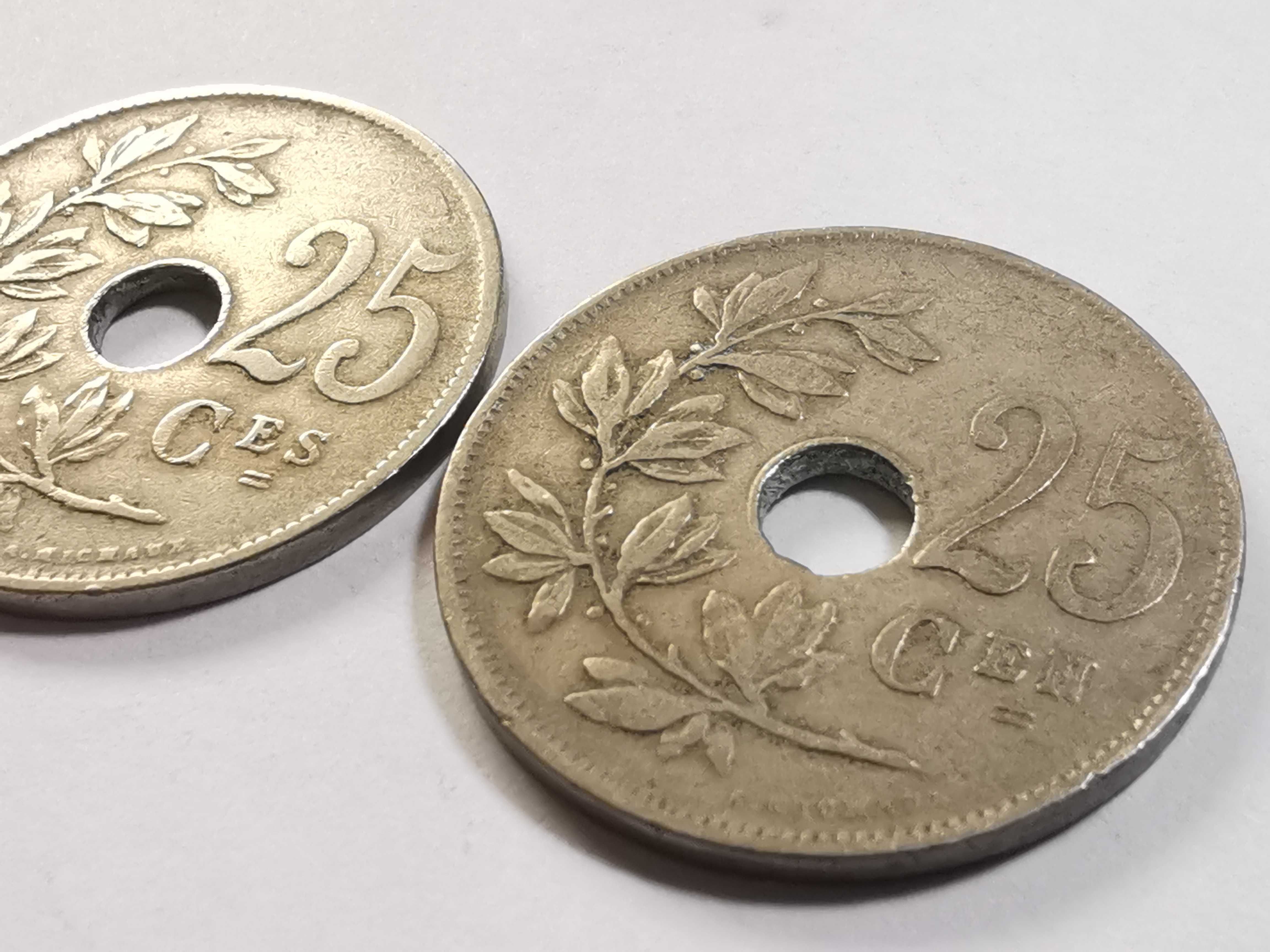 2x 25 centimes 1922r. - Albert I - obie wersje: BELGIQUE i BELGIË