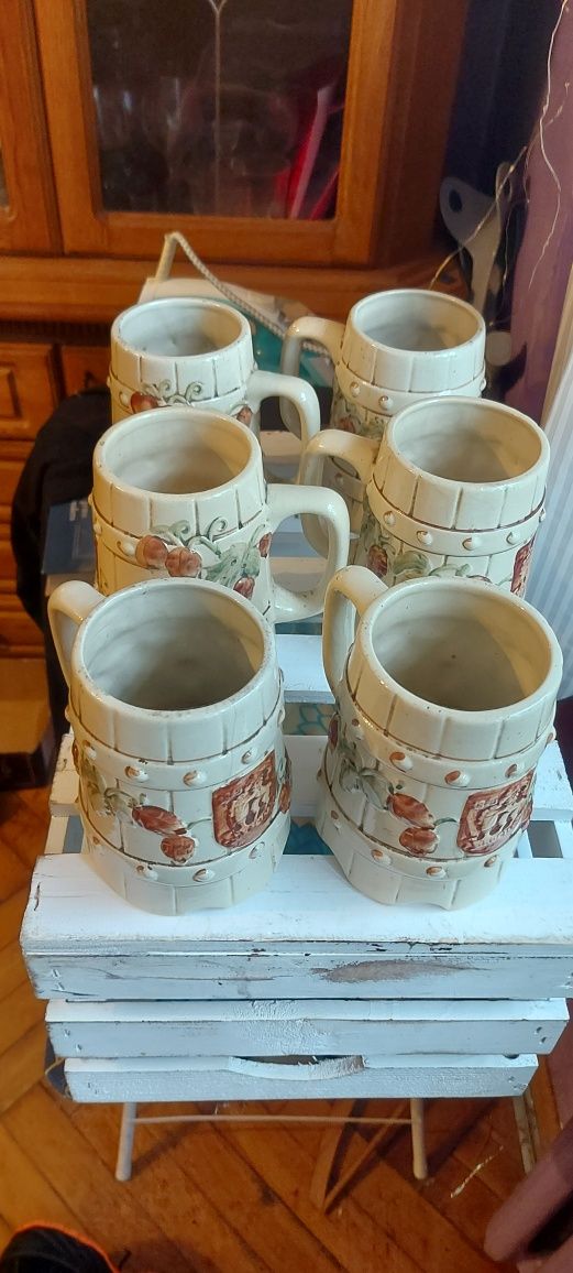 Stare kufle ceramiczne okocim