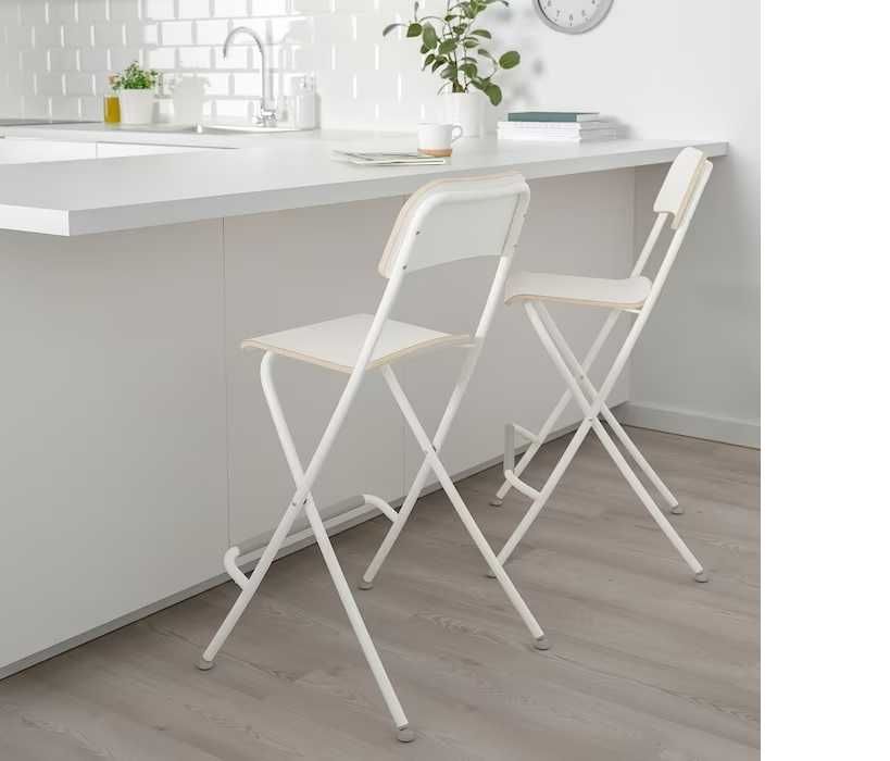 Krzesło barowe składane białe Franklin Ikea 63 cm