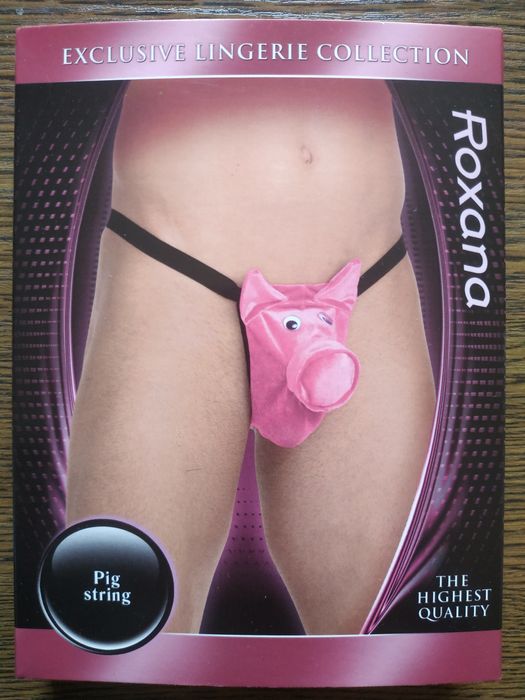 Stringi męskie różowa świnka wieczór kawalerski śmieszny prezent +grat