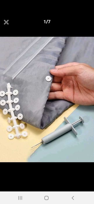 Conjunto fixador edredão com agulha e botões