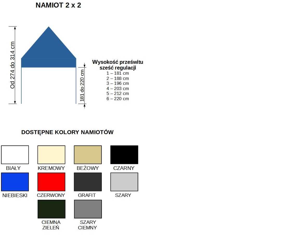 Namiot handlowy 3x3 TANI polski BEZ ŚCIAN