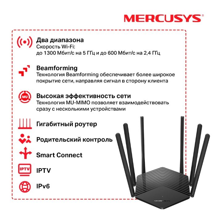 Новый Mesh Гигабитный 5 ГГц Wi-Fi Роутер Mercusys MR50G ac1900