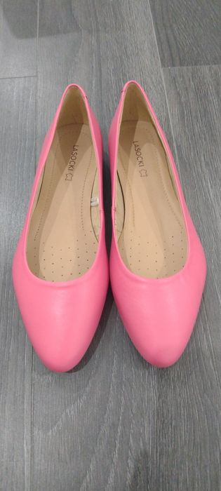 Buty baleriny Lasocki rozmiar 39 różowe skórzane