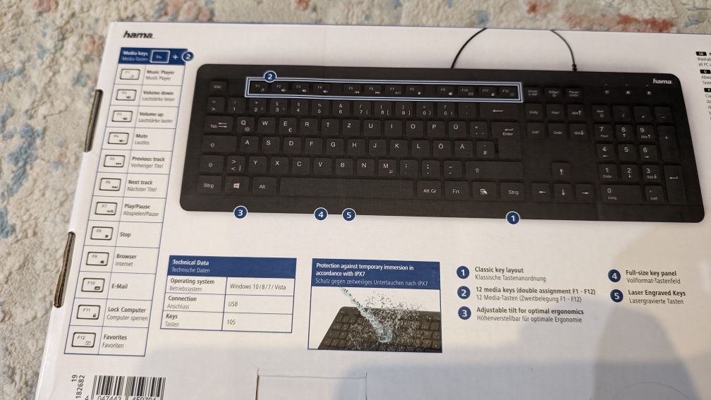 Teclado Hama KC-600 à prova de água